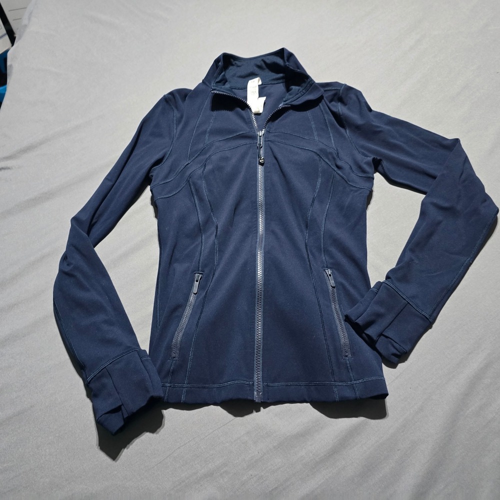 Lululemon Define Jacket Women 6 Navy Blue Luon Full Zip Thumbholes LW3ID8S
